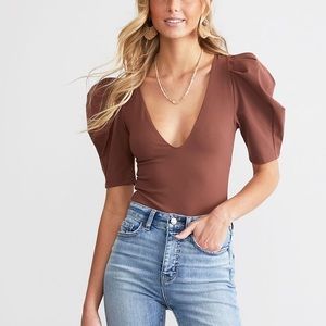 Free People Va Va Voop Bodysuit Java nwt